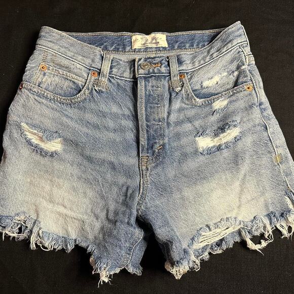Free People Light Washed High Waisted Denim Shorts - Picture 1 of 4